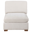 Pemberly Row Modular Armless Sofa Chair with Brown Tapered Legs in Ivory White