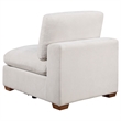 Pemberly Row Modular Armless Sofa Chair with Brown Tapered Legs in Ivory White