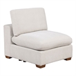 Pemberly Row Modular Armless Sofa Chair with Brown Tapered Legs in Ivory White