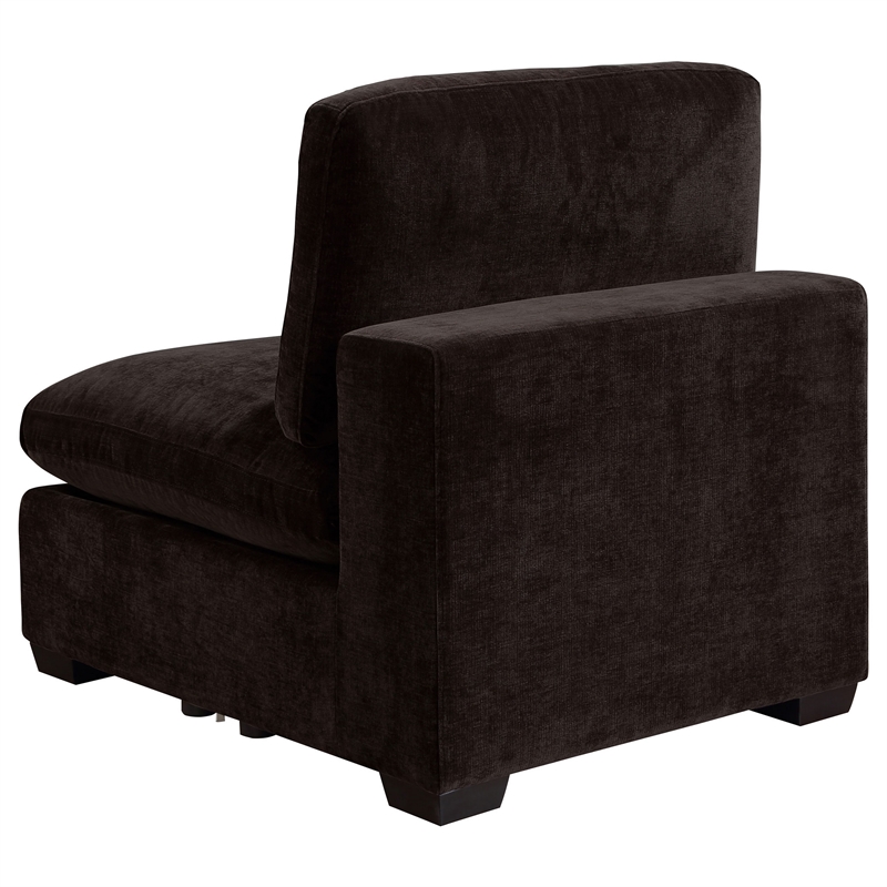 Pemberly Row Modular Armless Sofa Chair with Modern Tapered Legs in Brown Fabric