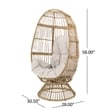Pemberly Row Egg Shaped Outdoor Swivel Accent Chair with Cushion and Iron Frame
