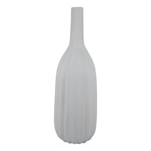 Pemberly Row 41&quot Decorative Vase with Ribbed Texture in White Polyresin