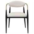 Pemberly Row Dining Armchair 2Pc in Beige Fabric with Black Metal & Gold Accents