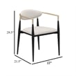 Pemberly Row Dining Armchair 2Pc in Beige Fabric with Black Metal & Gold Accents