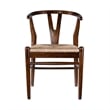 Pemberly Row Wishbone Dining Chair 2Pc w/ Handwoven Rope - Cappuccino Brown Wood