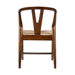 Pemberly Row Wishbone Dining Chair 2Pc w/ Handwoven Rope - Cappuccino Brown Wood