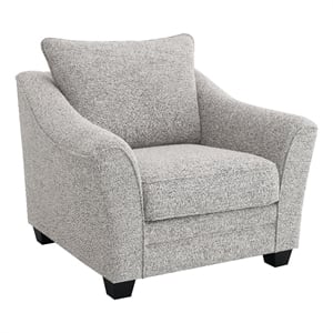 Pemberly Row 39&quot Armchair in Light Gray Boucle Fabric with Angled Track Armrests