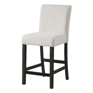 Pemberly Row Counter Height Chair 2Pc in White Boucle Fabric & Solid Acacia Wood