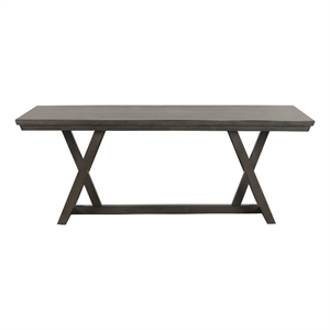 Pemberly Row 80&quot Dining Table in Brown Solid Acacia Wood with Trestle Base