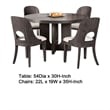 Pemberly Row 5 Pc Round Dining Table Set with White Polyester Chairs in Ash Gray