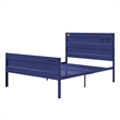 Pemberly Row 3 Piece Full Bedroom Set with Recessed Panel Design in Blue Metal