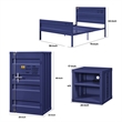 Pemberly Row 3 Piece Full Bedroom Set with Recessed Panel Design in Blue Metal