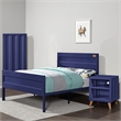 Pemberly Row 3 Piece Full Bedroom Set with Recessed Panel Design in Blue Metal
