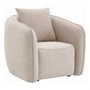 Pemberly Row Accent Armchair in Beige Chenille with 1 Plush Back Pillow