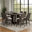 Pemberly Row 9Pc Counter Height Dining Table Set in Ash Gray Wood w/ White Seats