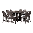 Pemberly Row 9Pc Counter Height Dining Table Set in Ash Gray Wood w/ White Seats
