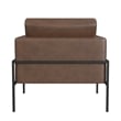 Pemberly Row Accent Armchair in Brown Faux Leather with Matte Black Metal Legs