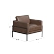 Pemberly Row Accent Armchair in Brown Faux Leather with Matte Black Metal Legs
