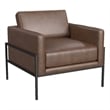 Pemberly Row Accent Armchair in Brown Faux Leather with Matte Black Metal Legs