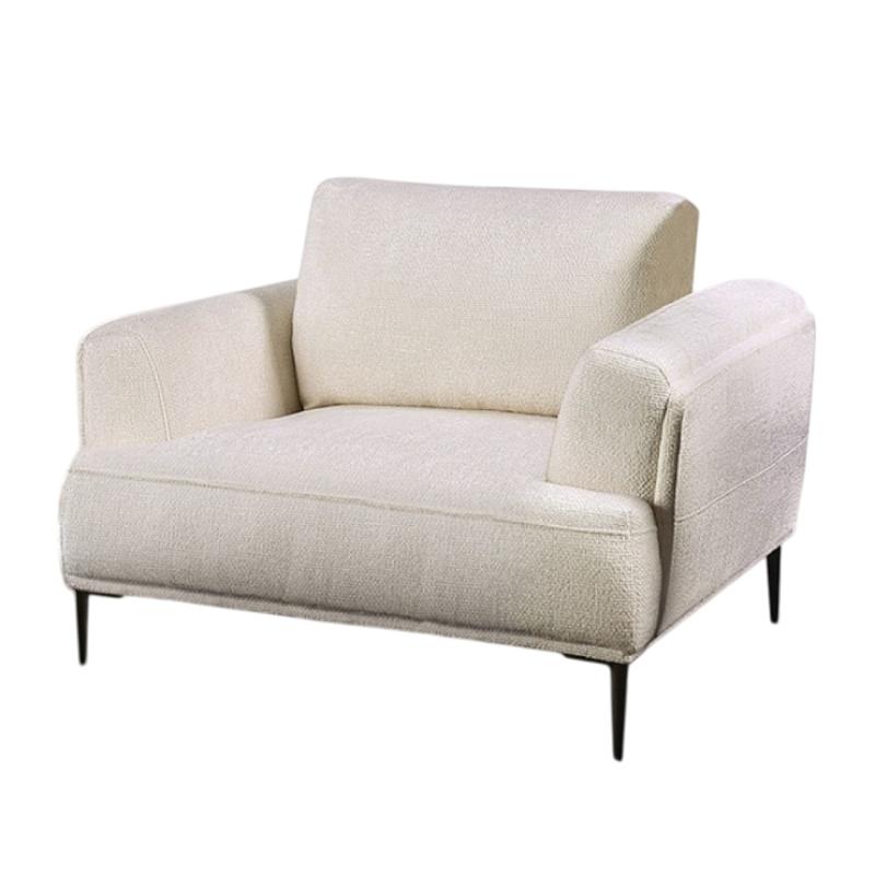 Pemberly Row Accent Chair in White Chenille with Adjustable Attached Pillow Back