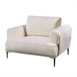 Pemberly Row Accent Chair in White Chenille with Adjustable Attached Pillow Back