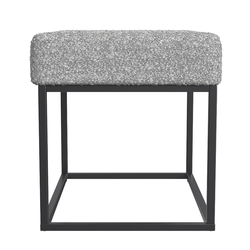 Pemberly Row 22 Inch Ottoman Footstool in Heather Gray Yarn Cream Boucle