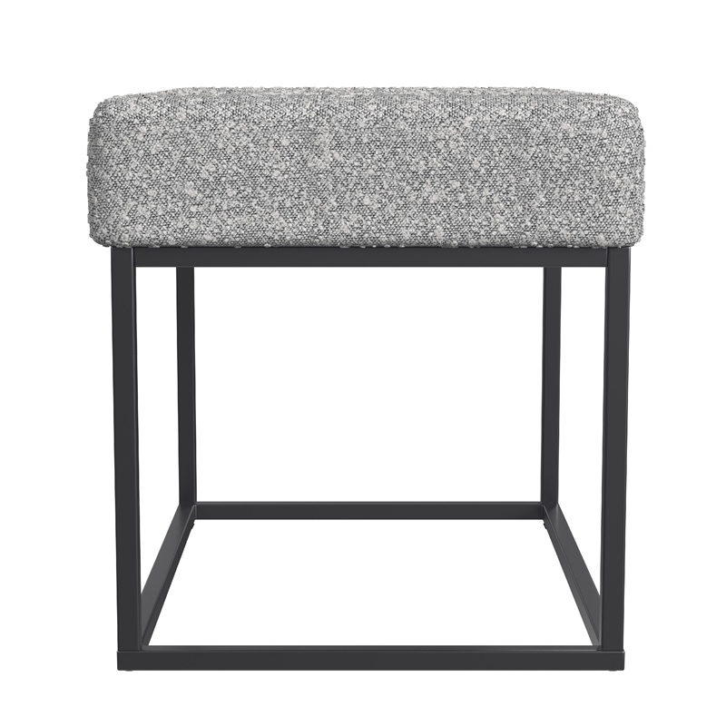 Pemberly Row 22 Inch Ottoman Footstool in Heather Gray Yarn Cream Boucle