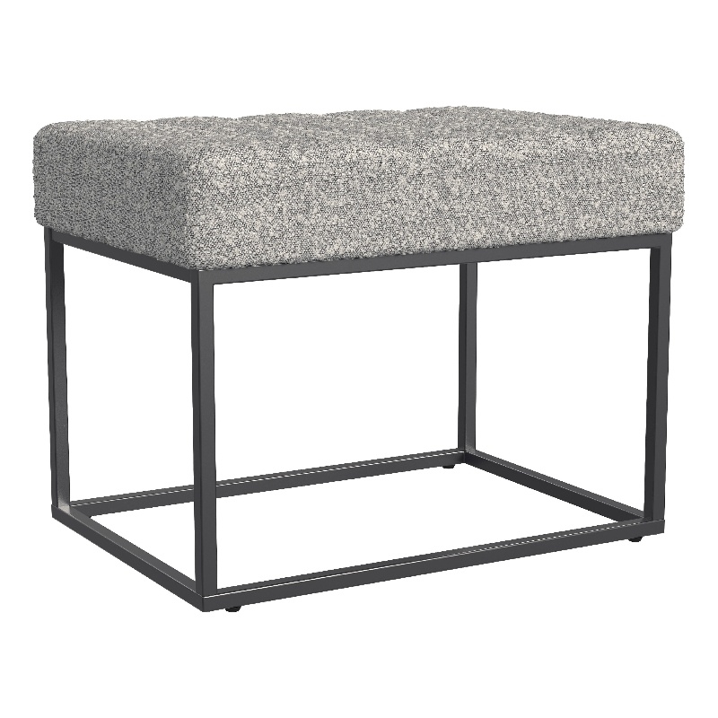 Pemberly Row 22 Inch Ottoman Footstool in Heather Gray Yarn Cream Boucle