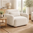 Pemberly Row Sofa Chair with Accent Pillow and Box Style Seat in Beige Boucle