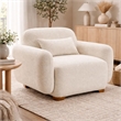 Pemberly Row Sofa Chair with Accent Pillow and Box Style Seat in Beige Boucle