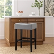 Pemberly Row Counter Stool 2Pc - Gray w/ Waterproof Cushioned Seat & Black Frame