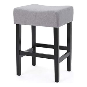 Pemberly Row Counter Stool 2Pc - Gray w/ Waterproof Cushioned Seat & Black Frame