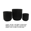Pemberly Row Round Planter Set of 3 in Ribbed Texture Black Resin - 16/12/9 Inch