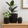Pemberly Row Round Planter Set of 3 in Ribbed Texture Black Resin - 16/12/9 Inch