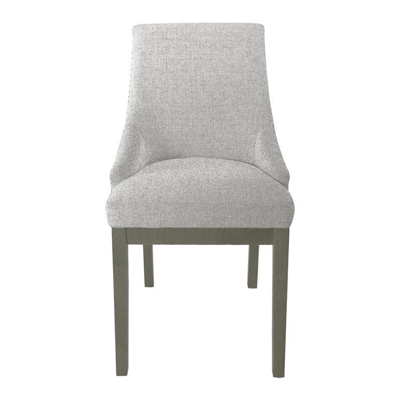 Pemberly Row Side Dining Chair with Barrel Curved Back in Gray Textured Fabric