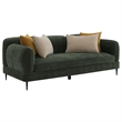 Pemberly Row 2Pc Sofa Set w/ 7 Throw Pillows & Slim Metal Legs in Green Chenille