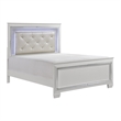 Pemberly Row 4Pc Queen Size Bedroom Set w/ Button Tufting & Mirror Trim in White