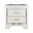 Pemberly Row 4Pc Queen Size Bedroom Set w/ Button Tufting & Mirror Trim in White