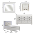 Pemberly Row 4Pc Queen Size Bedroom Set w/ Button Tufting & Mirror Trim in White
