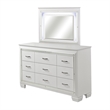 Pemberly Row 4Pc Queen Size Bedroom Set w/ Button Tufting & Mirror Trim in White