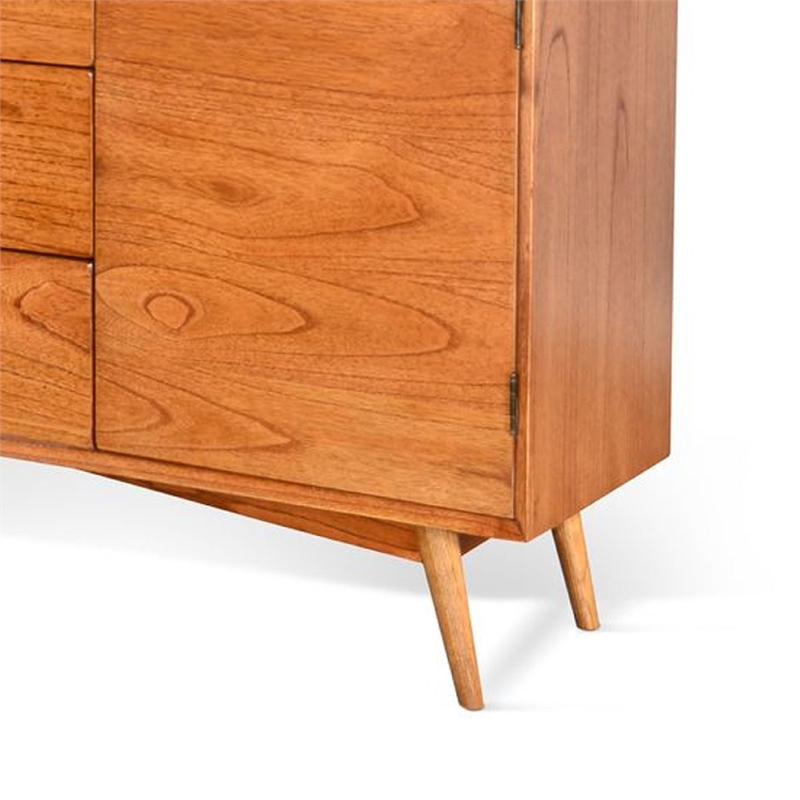 Pemberly Row Sideboard Buffet Console with 2 Cabinet Doors in Brown Mindi Wood