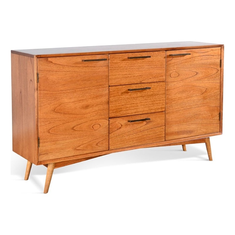 Pemberly Row Sideboard Buffet Console with 2 Cabinet Doors in Brown Mindi Wood