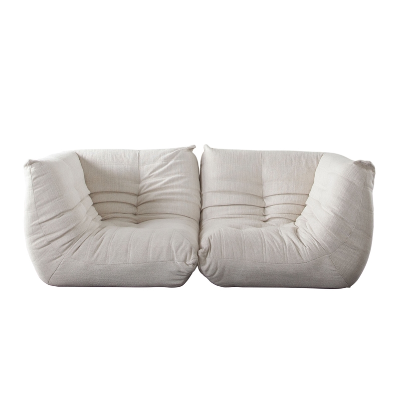 Pemberly Row 2Pc Modular Corner Chair Set w/ Low Profile Floor Seating in Cream