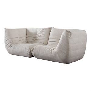Pemberly Row 2Pc Modular Corner Chair Set w/ Low Profile Floor Seating in Cream
