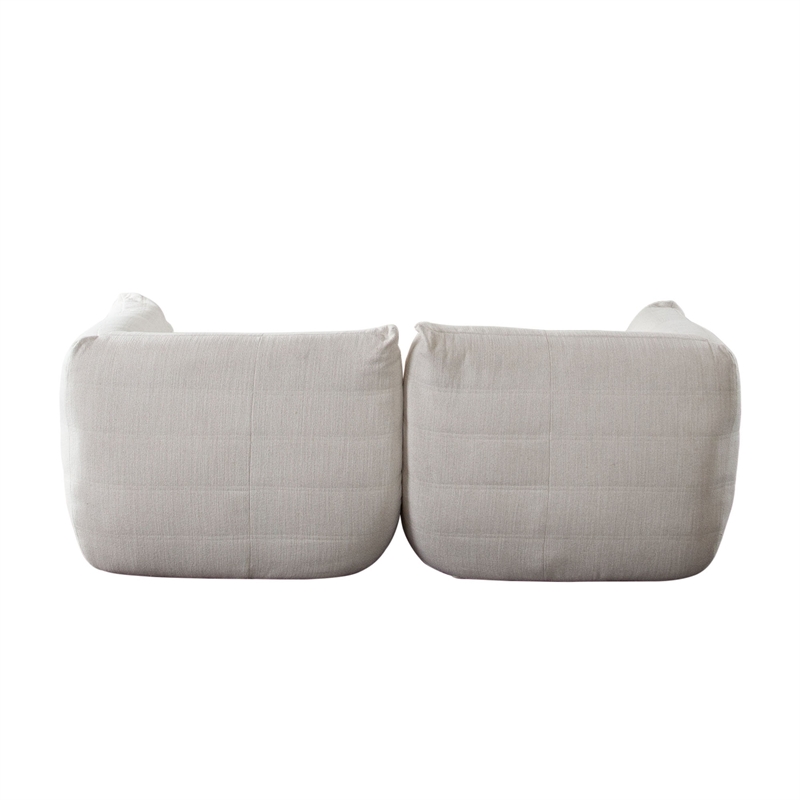 Pemberly Row 2Pc Modular Corner Chair Set w/ Low Profile Floor Seating in Cream