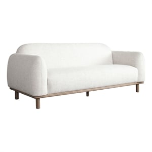 Pemberly Row 84&quot Sofa in Light Barley White Polyester with Caramel Brown Legs
