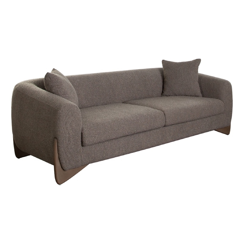 Pemberly Row 91 Inch Sofa with 2 Accent Pillows in Toffee Brown Polyester