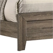 Pemberly Row Queen Panel Bed with Nailhead Trim in Ivory Fabric and Gray Wood
