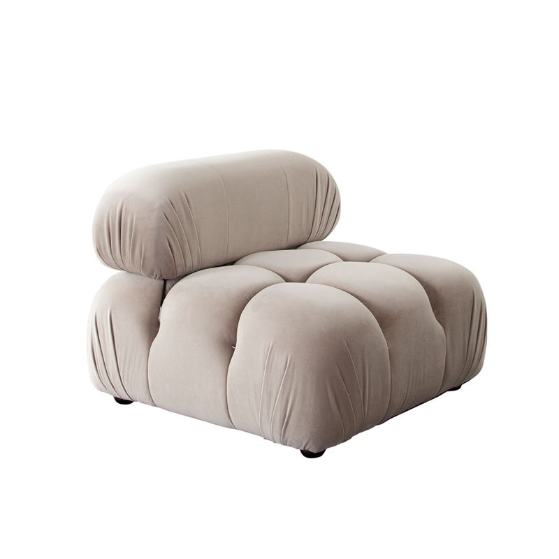 Pemberly Row 5 Piece Modular L-Shaped Sectional Sofa Set in Tan Brown Velvet
