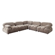 Pemberly Row 5 Piece Modular L-Shaped Sectional Sofa Set in Tan Brown Velvet